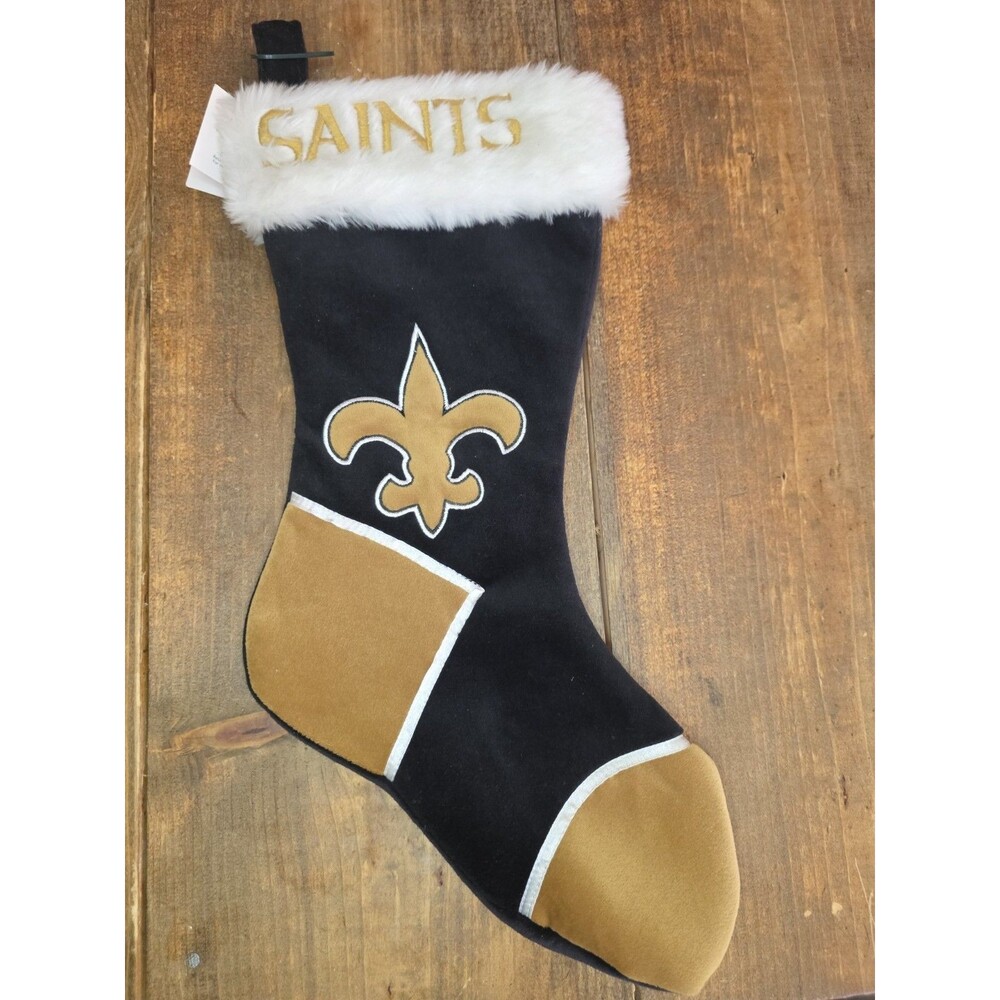 New Orleans Saints Christmas Stocking Holiday 17" Black & Gold